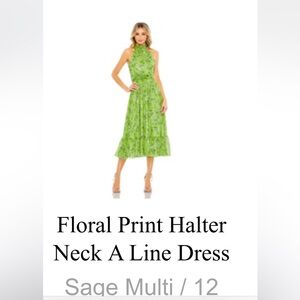 New with tags Mac Duggar floral print halter  a-line cocktail dress.  Size 12